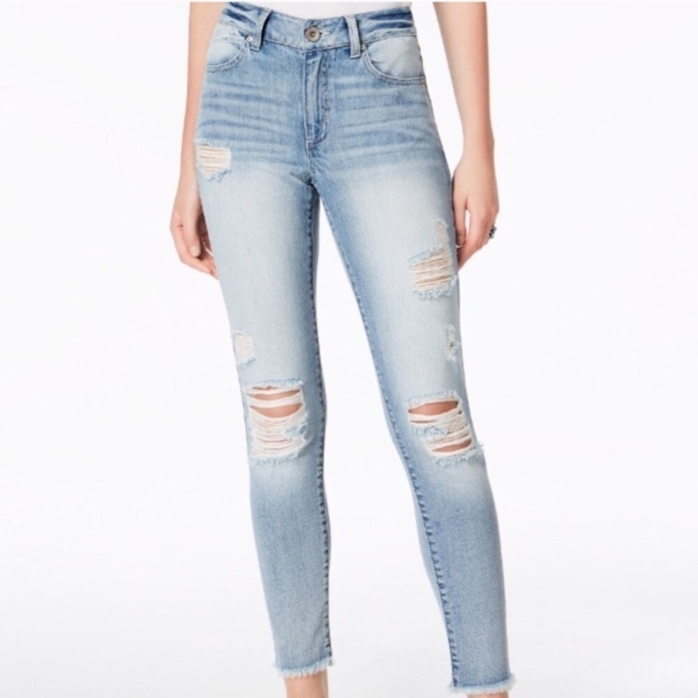 Ripped High-Waist Skinny Jeans light washed Blue